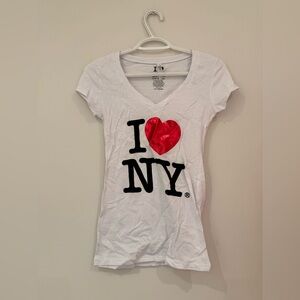 I Love NY Women's White Short Sleeve Tee